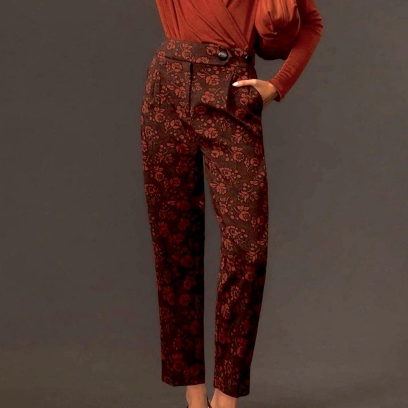 Anthropologie Maeve High Rise Jacquard Trousers sz8 - Picture 2 of 5